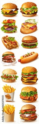 Fast Food, Burgers, Fries, Hot Dog