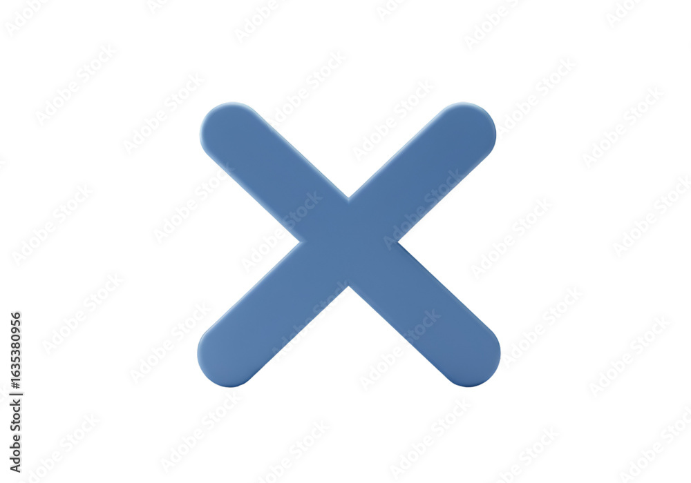 Fototapeta premium Blue X Shape Icon Isolated on Transparent Background Abstract Illustration