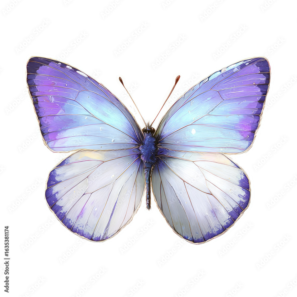 A delicate, light purple and white butterfly with intricate wings A delicate, light purple and white butterfly with intricate wings