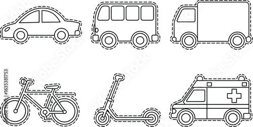 Scissor Skills Various vehicles for cutting practice truck bicycle