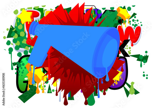 Megaphone graffiti. Abstract modern street art decoration performed in urban painting style.