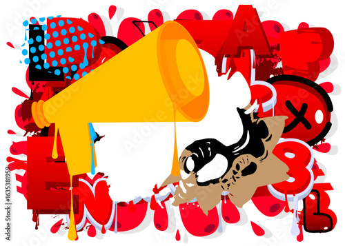 Megaphone graffiti. Abstract modern street art decoration performed in urban painting style.