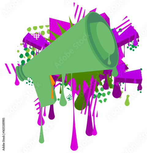 Megaphone graffiti. Abstract modern street art decoration performed in urban painting style.