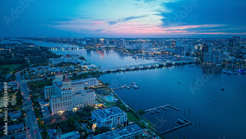 Принти на полотні aerial view of Flagler Memorial Bridge and West palm Beach