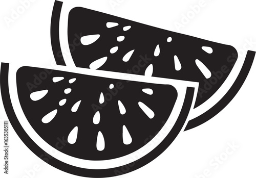 Watermelon slices or portion icon clean simple silhouette