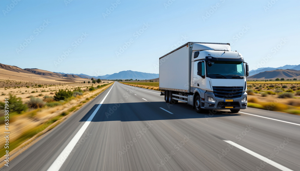 Delivery Truck Open Road with Blue Sky Delivery Truck Open Road with Blue Sky