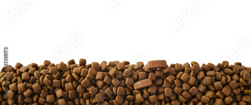 Delicious crunchy kibble pile for pets, healthy nutrition for happy animals, premium pet food ingredients