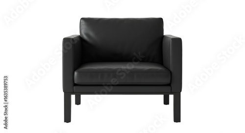 Black Leather Armchair On Transparent Background Isolated 3D Render Illustration