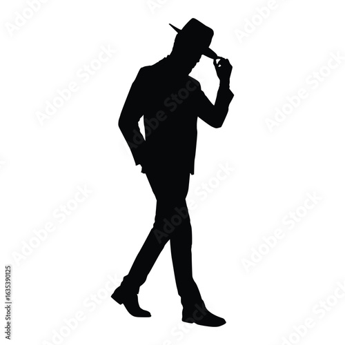 Silhouette of a Stylish Man with Hat in Confident Pose