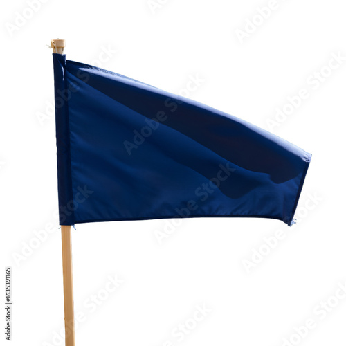 Blue Flag On Wooden Pole Isolated On Transparent Background Photo