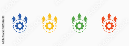Process Icon Set Color Multiple Style Collection
