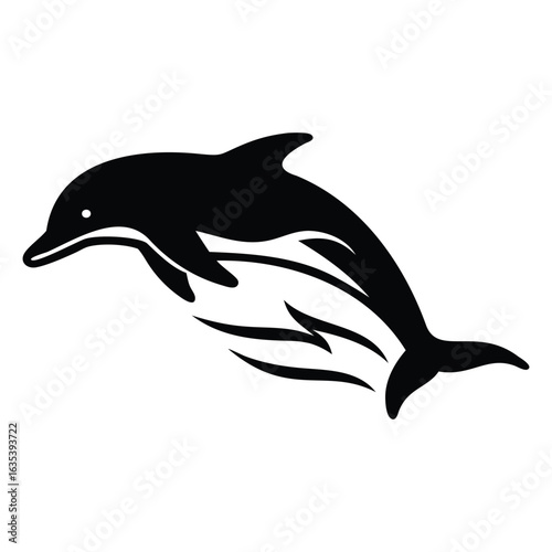 Wallpaper Mural A silhouette black and white dolphin vector on white background Torontodigital.ca