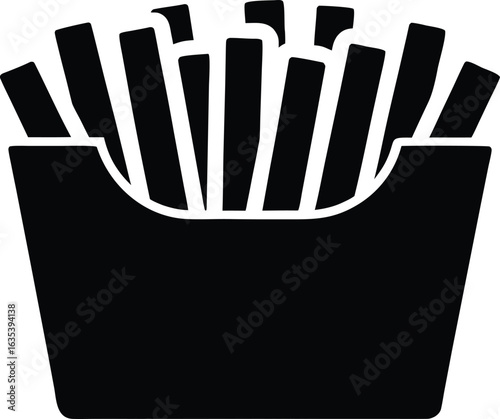 Simple Black and White French Fries Icon