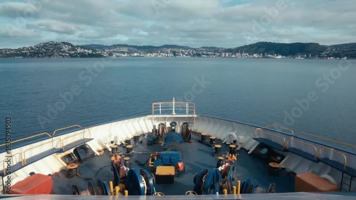 View from a ferry heading towards wellington, New Zealand.