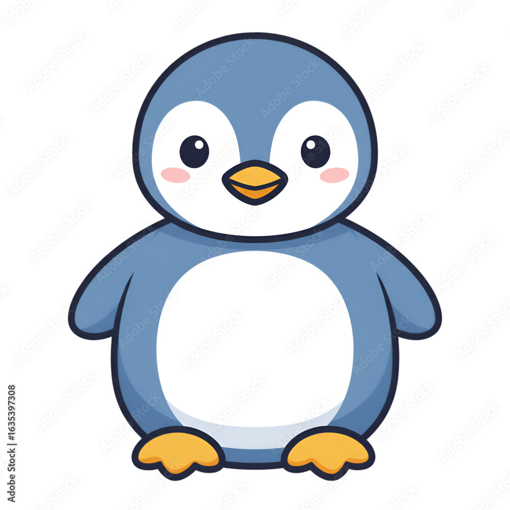 Obraz premium Cartoon Penguin Illustration On Transparent Background Adorable Bird Isolated