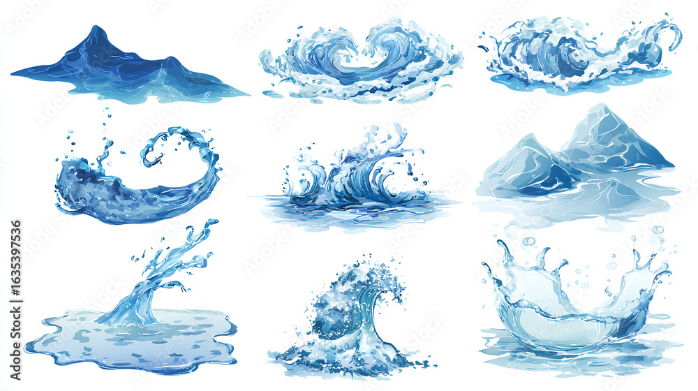 Fototapeta premium Various water shapes. Stock Illustration