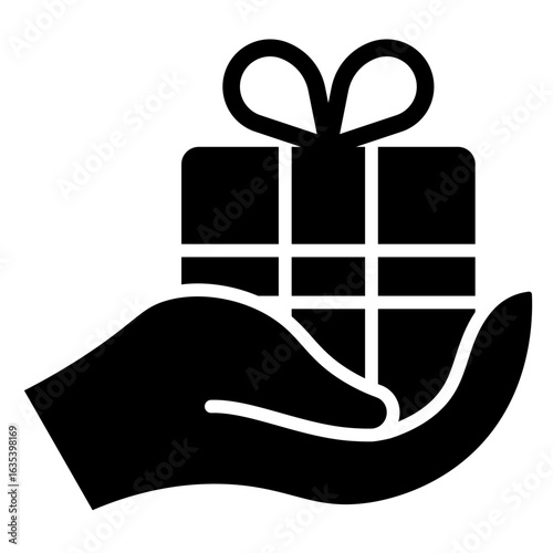 Hand Holding Gift Box Icon