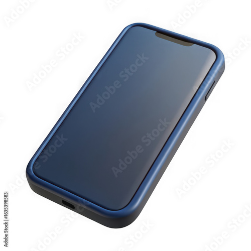 Blue Smartphone with Dark Screen on Black Background isolated on a transparent background