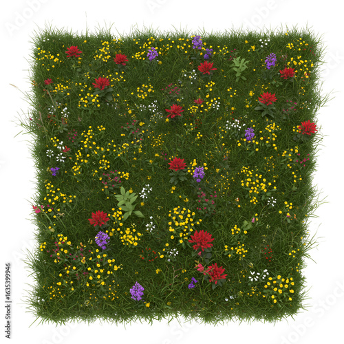 Floral Arrangement With Wildflowers And Green Grass On Transparent Background Photo