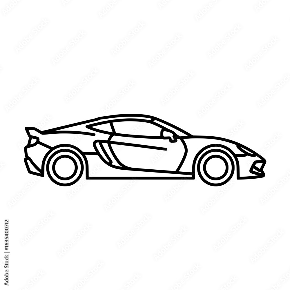 Naklejka premium Sleek, modern sports car outline conveying speed, luxury, and high-performance automotive design for commercial use.