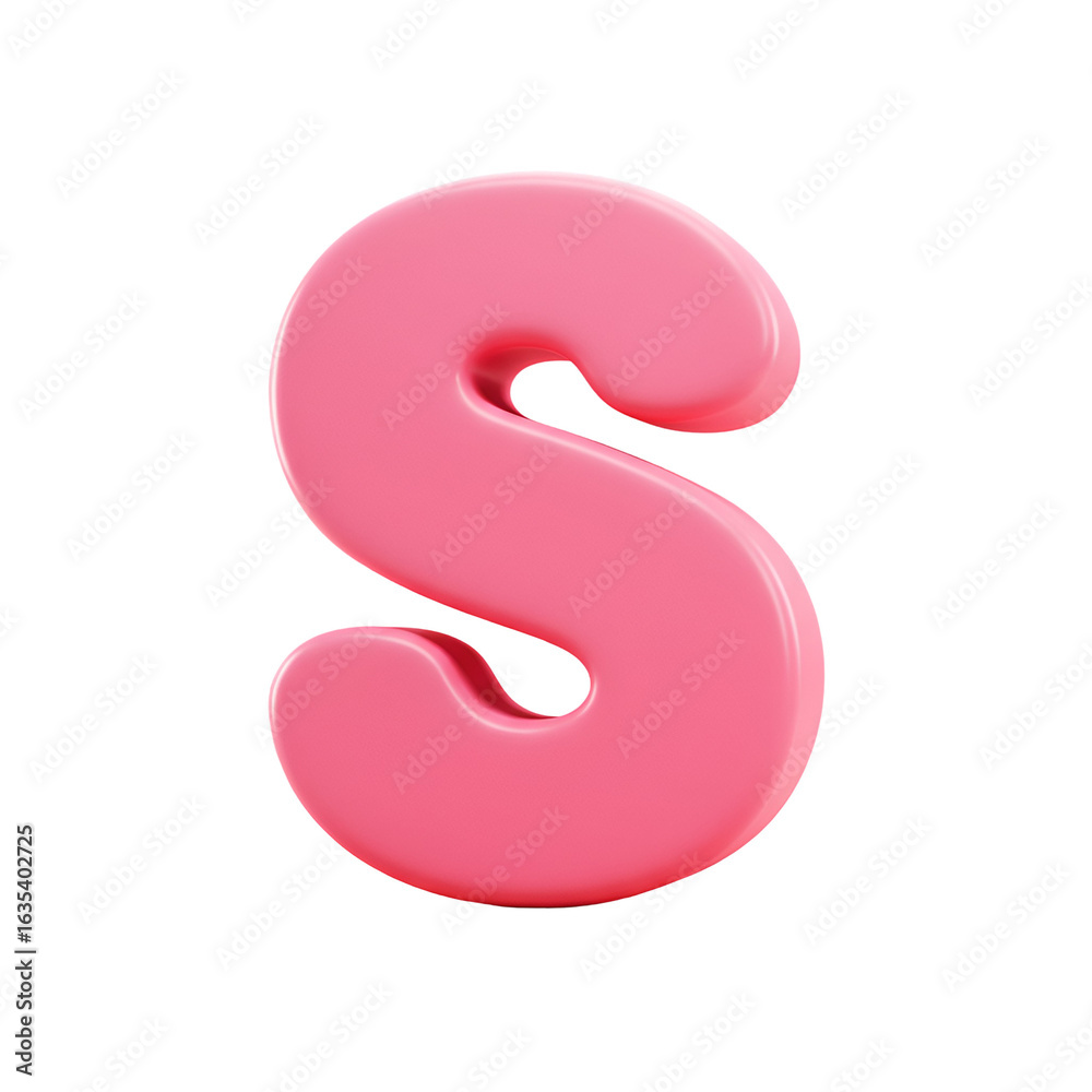 Naklejka premium Glossy Pink Letter S on a Transparent Background Illustration