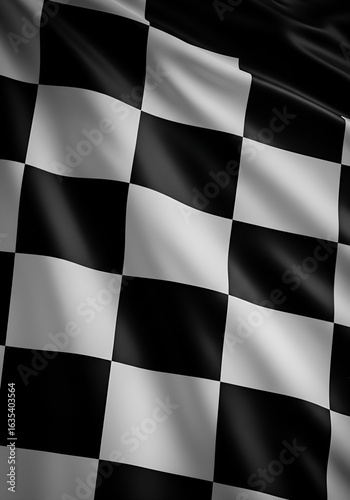 Checkered Flag Waving in the Wind Racing Competition Concept Background