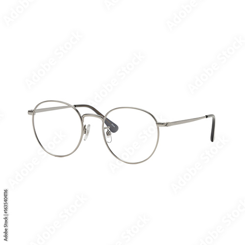 Elegant Silver Round Eyeglasses Isolated On Transparent Background Photo