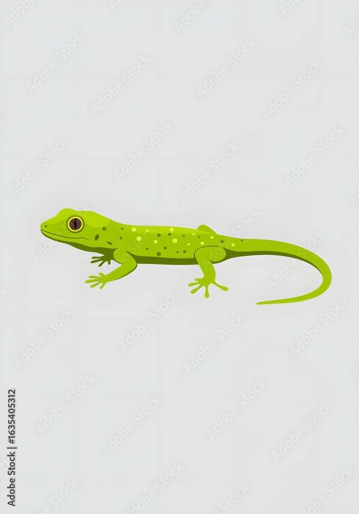 Fototapeta premium Green Gecko Illustration on White Background