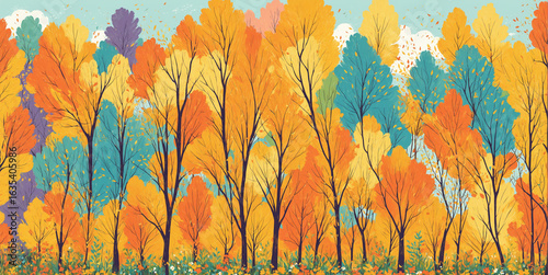 colorful autumn forest with...