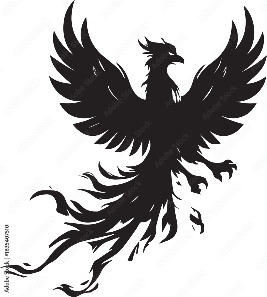 Obraz premium Majestic Phoenix Rising with Fiery Wings Unfurled