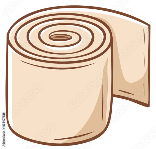 Beige bandage roll for first aid treatment and compression therapy in healthcare, injury care