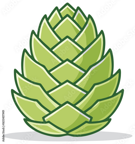Fresh green hop cone vector illustration for beer and brewing design
