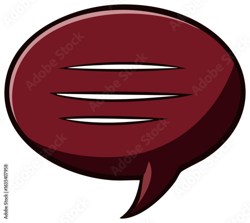 Crimson Speech Bubble with Elliptical Text Lines