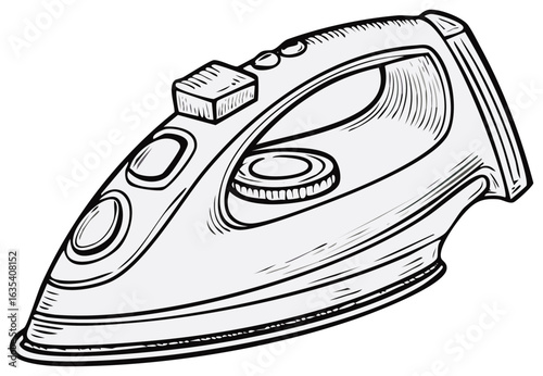 Vector Illustration of Modern Electric Iron for Clothing Isolated on White Background