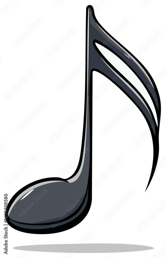 Black musical note with shadow for creative projects in musical sphere and art Black musical note with shadow for creative projects in musical sphere and art