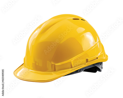 Yellow safety helmet isolated on transparent white background  
