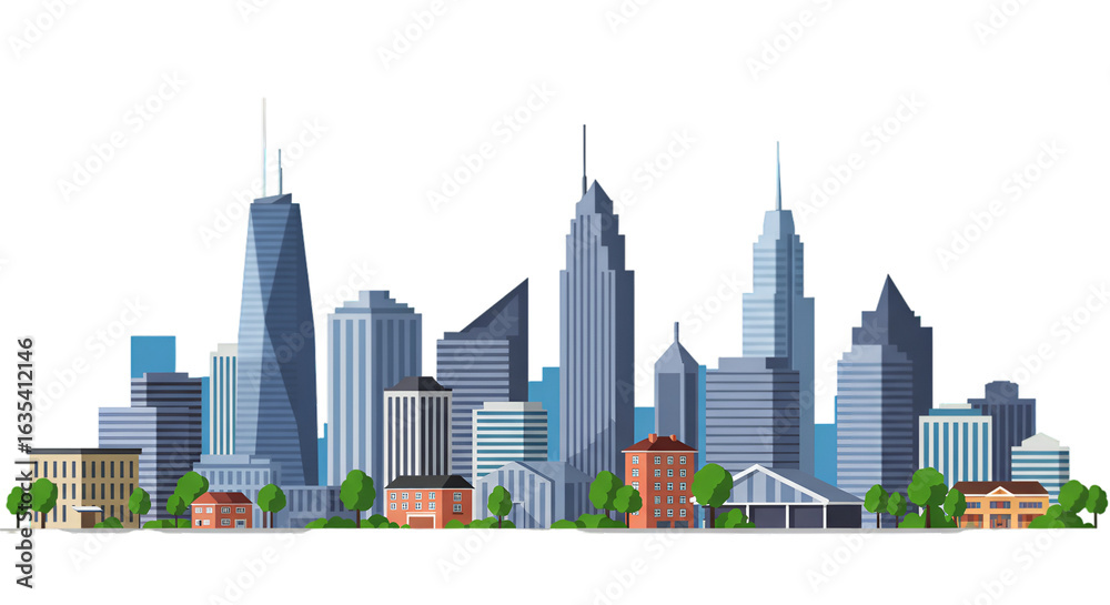 Fototapeta premium Modern city skyline with skyscrapers