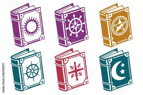 set of spell book silhouette vector illustration