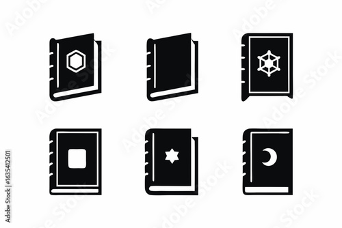 set of spell book icon  silhouette vector illustration