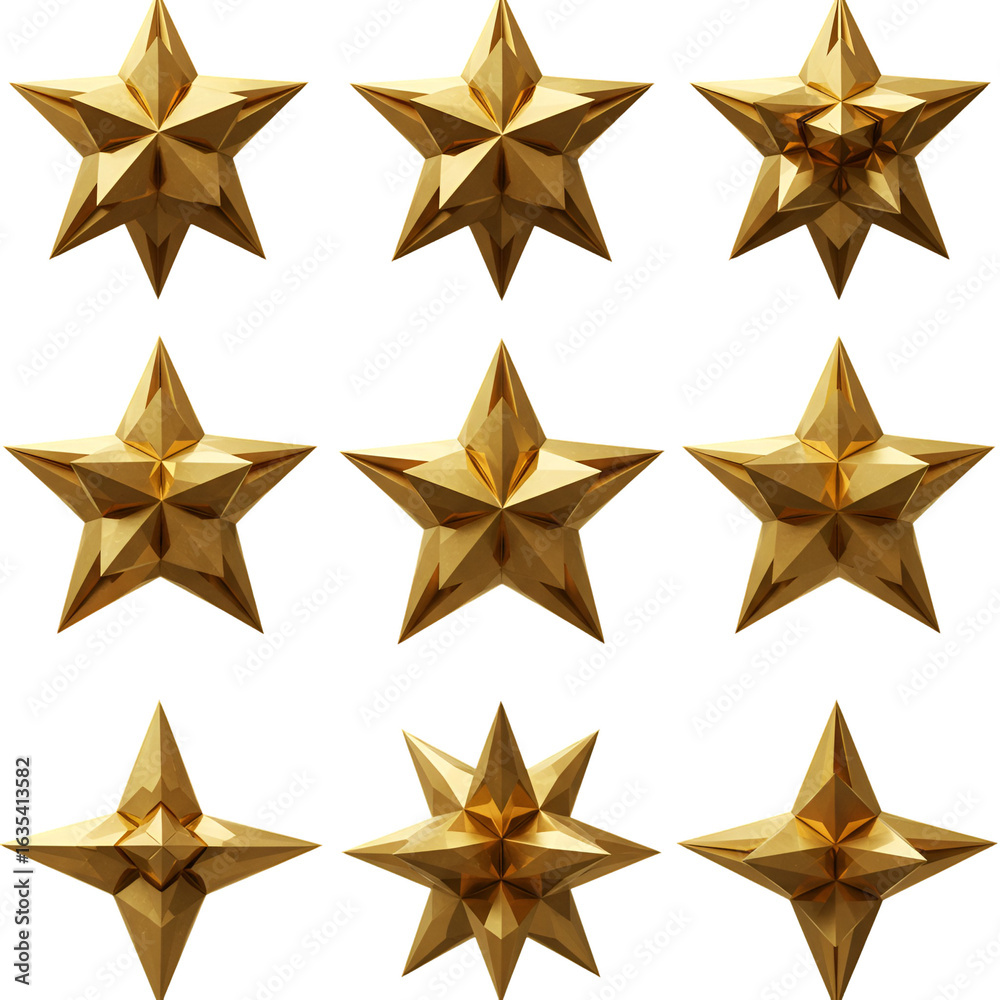 Obraz premium Golden Stars Arrangement on Transparent Background Illustration