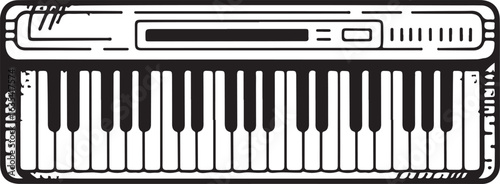 Grunge Piano Keyboard Halftone Vector Illustration Rough Line Music Design Element