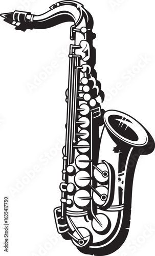 Grunge Jazz Saxophone with Halftone Texture Retro Music Vector Graphic