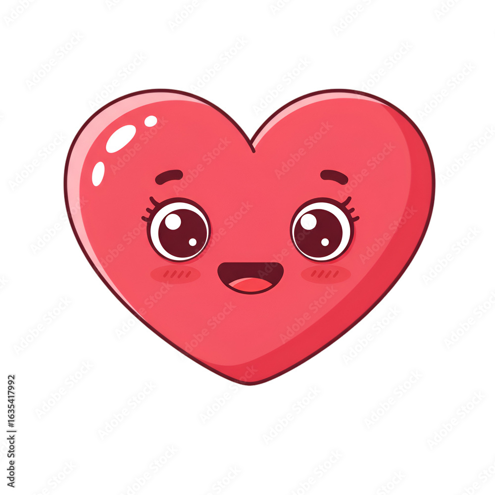 Obraz premium Cute Cartoon Heart Illustration with Pink Blush and Smiling Face