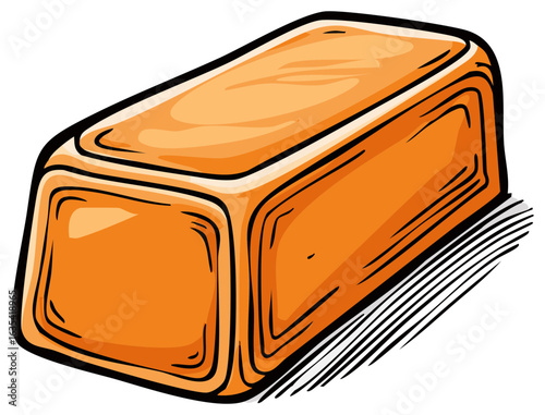 Depiction of an Orange Candy Rectangle in Cartoon Style Design and Texture