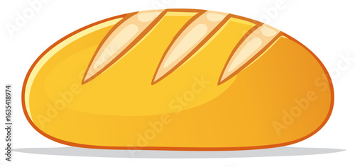 Cute cartoon illustration of a traditional freshly baked loaf of bread
