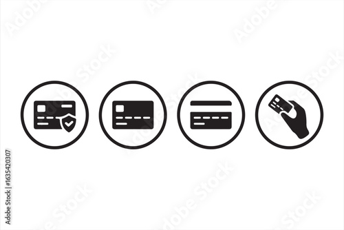 Credit Card Icons in Circle – Secure Payment and Debit Card Symbols

