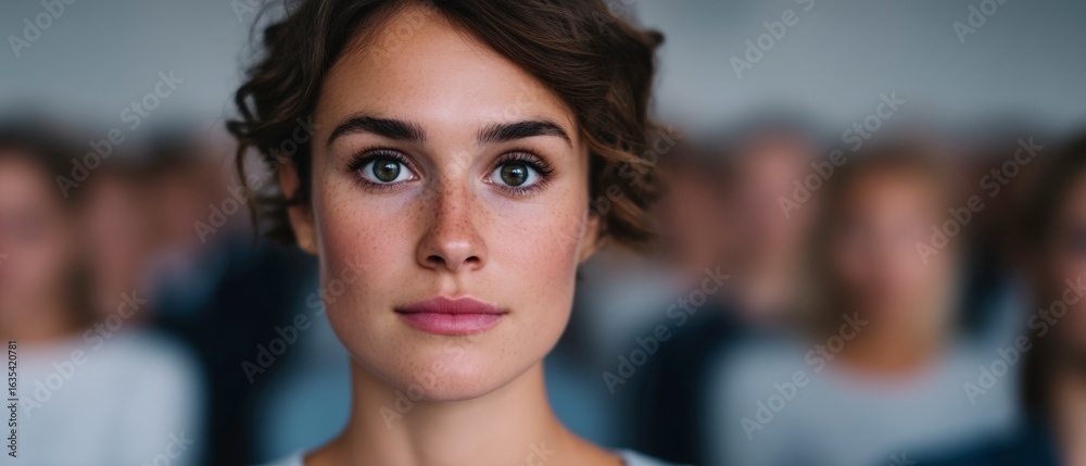 Obraz premium Cinematic Portrait of Teacher with Focused Atmosphere