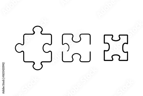 Puzzle Pieces Vector Outline Transparent Design Elements for Creative Projects