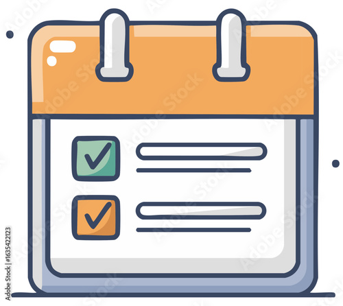 Calendar Icon Illustration with Check Marks for Planning and Time Management