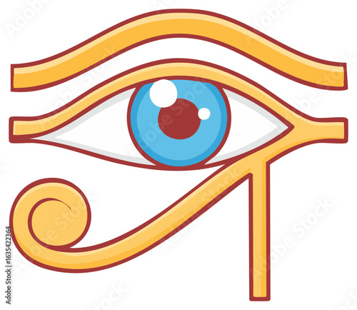 Golden Eye of Horus Symbol Ancient Egyptian Icon Vector Illustration